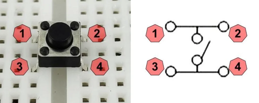 DPST Push Button Miniature Tactile Switch – 4 Pin Momentary Switch